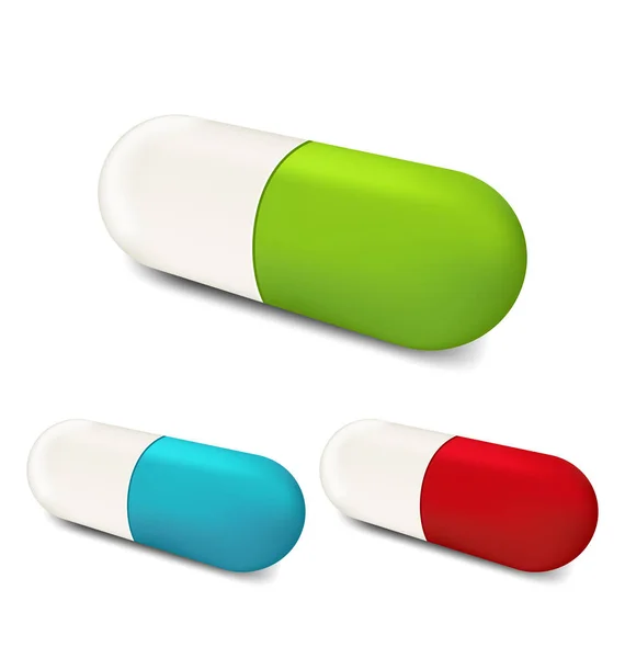 Definir pílulas coloridas isoladas no fundo branco 2 — Fotografia de Stock