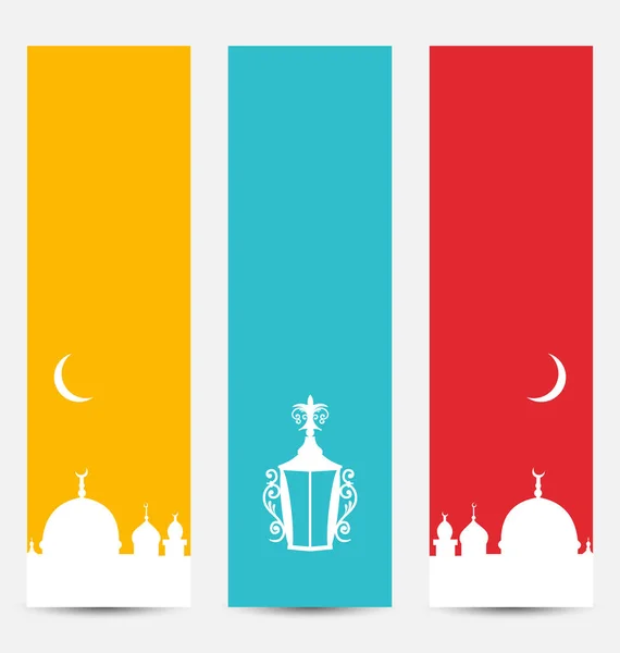 Som färgglada Banners med symboler för Ramadan Kareem — Stockfoto