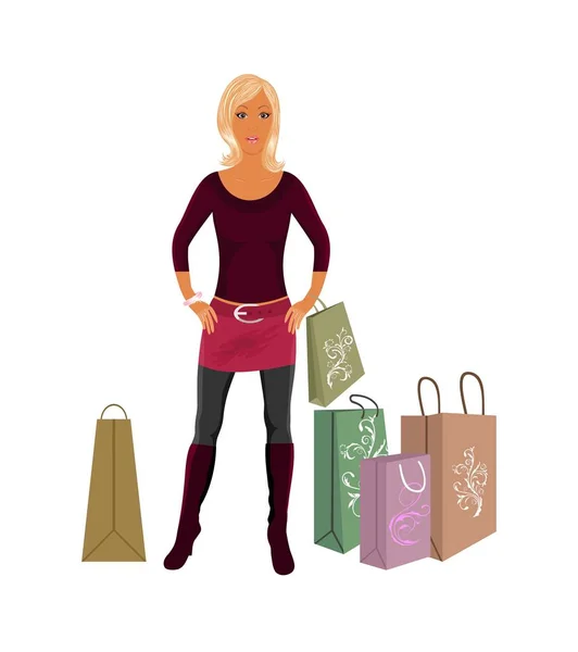 Мода покупки дівчина з сумками — стокове фото