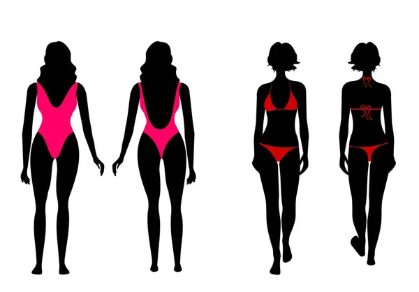 Silhouettes of women in bathing suit — Stock Photo, Image