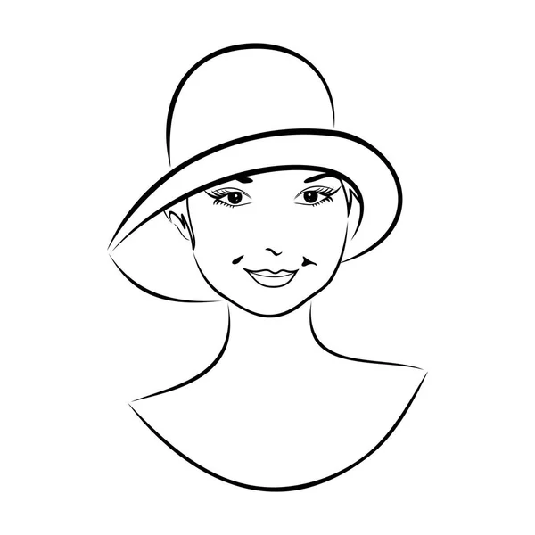 Вінтажне обличчя дівчини в капелюсі — стокове фото