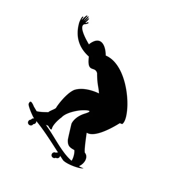 Illustration of black silhouette skateboard man — Stock Photo, Image