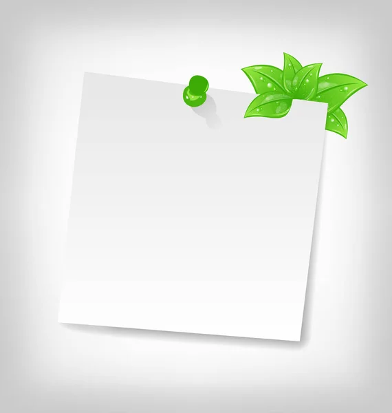Üres jegyzék papír, zöld levelek és a hely a TeX — Stock Fotó