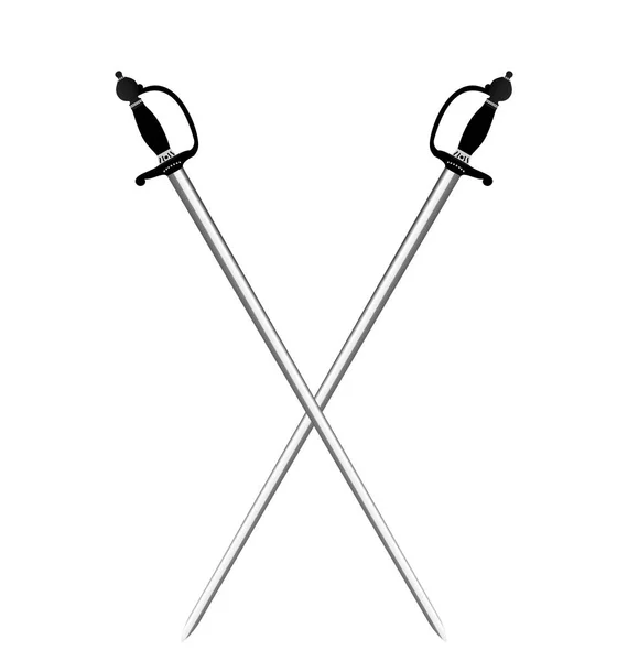Illustration by two silver swords of white background — Stock Photo, Image