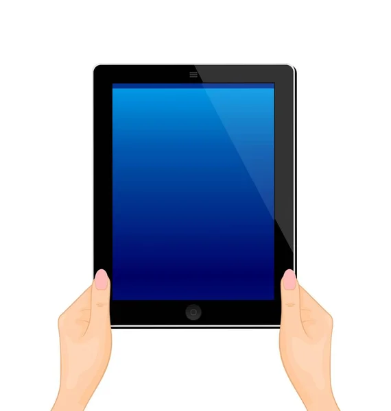 Illustration of the turned on computer tablet in a hand of the w — Stock Photo, Image