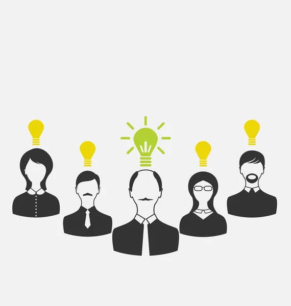 Concepto de liderazgo y nueva idea. Gente de negocios con luz b — Foto de Stock
