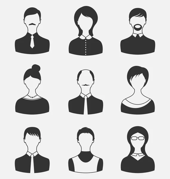 İş adamları, farklı erkek ve dişi kullanıcı avatarlar isol ayarla — Stok fotoğraf