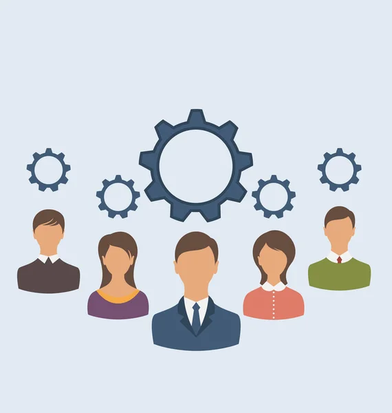 Business people with cogwheels, business teamwork — Stock Photo, Image