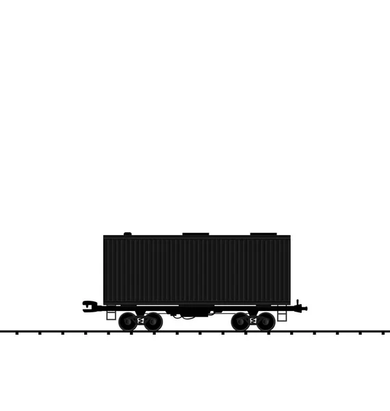 插图货运铁路火车，黑色马车 ic — 图库照片
