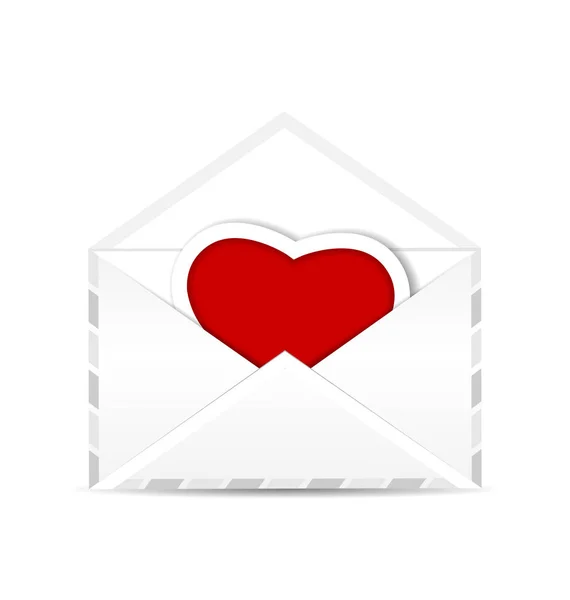 Envelop met Valentijn rood hart — Stockfoto