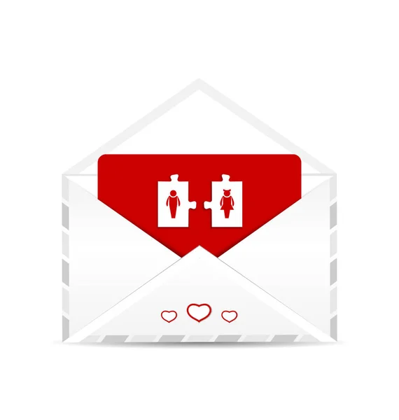 Beveiligde envelop openen met Valentijn briefkaart — Stockfoto