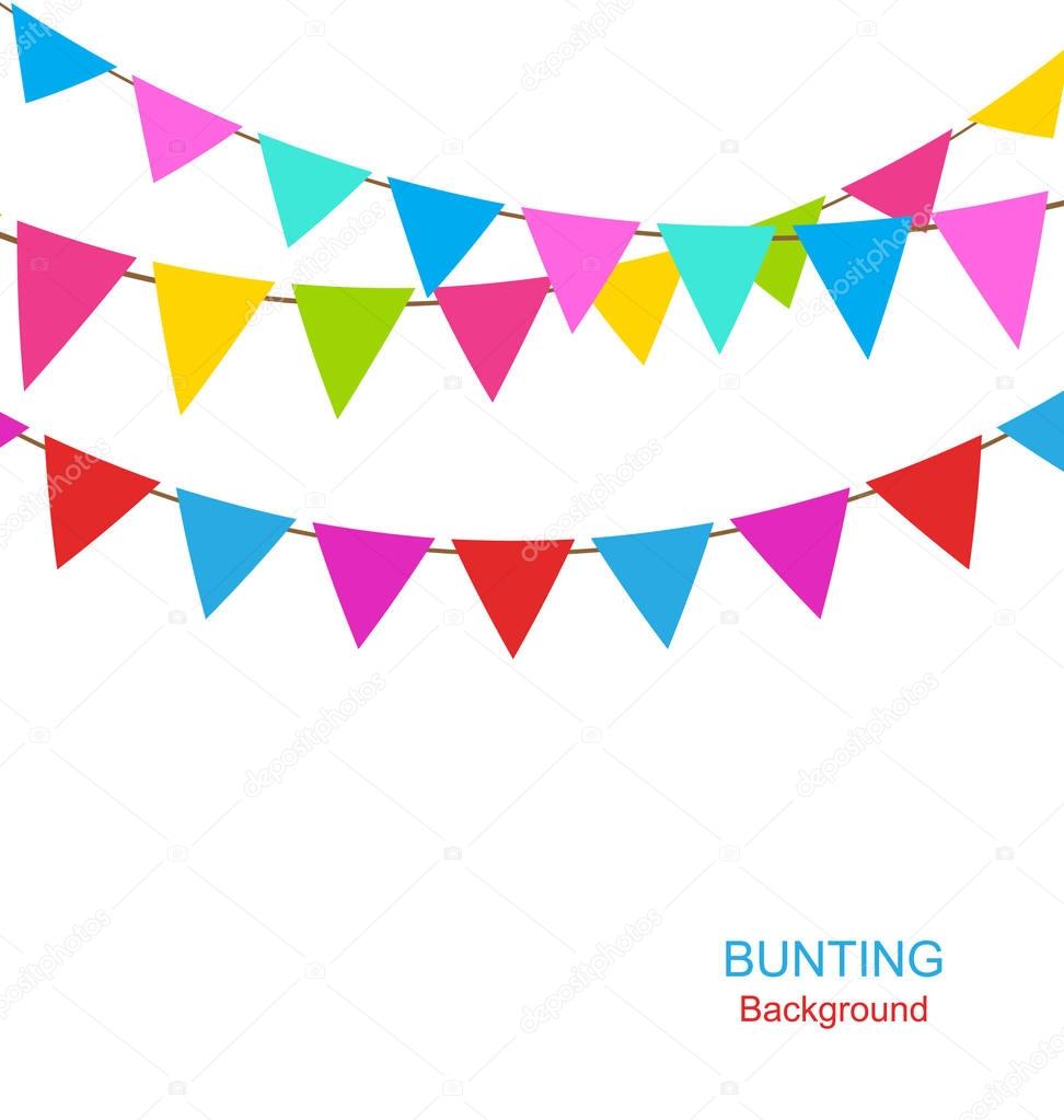 Set Colorful Buntings Flags Garlands for Holiday