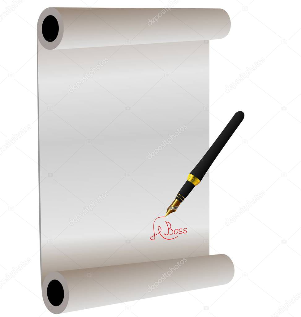 Illustration of hand-draw lettering on the paper roll