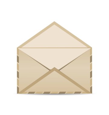 Beyaz arka plan üzerinde izole gölgeli açık retro zarf