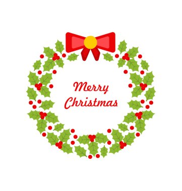 Holly meyveler yapılan Noel çelenk