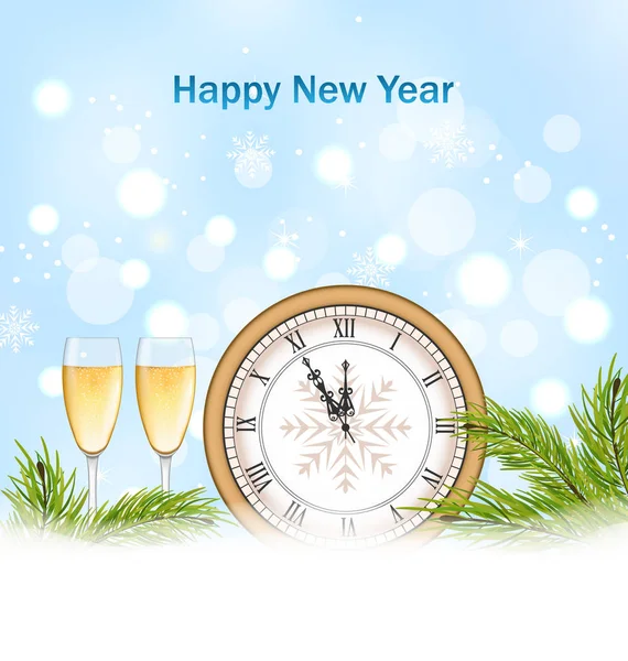 Feliz Ano Novo fundo com relógio — Fotografia de Stock