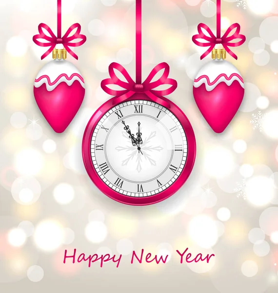 New Year Midnight Glowing Background with Clock — Stock Photo, Image