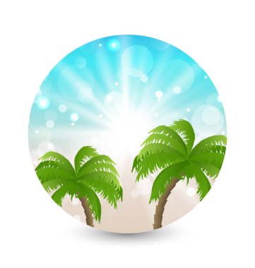 yaz tatil resim ile güneş ışığı ve palmiye yaprakları