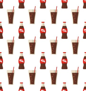 Cam ve koyu kırmızı içecek ile şişe ile Seamless Modeli