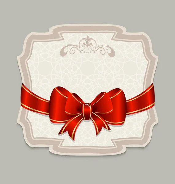 Vintage label with a red bow for design packing — Stock Photo, Image