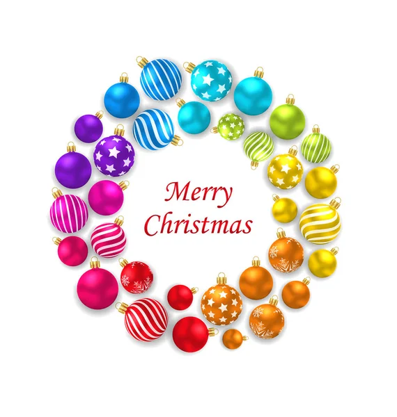 Set of Colorful Christmas Glass Balls, Round Frame — Stock Photo, Image