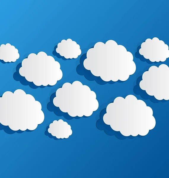Definir nuvens cortadas, papel azul — Fotografia de Stock