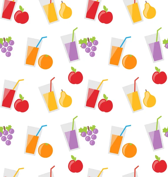 Seamless mönster med olika färska fruktjuicer — Stockfoto
