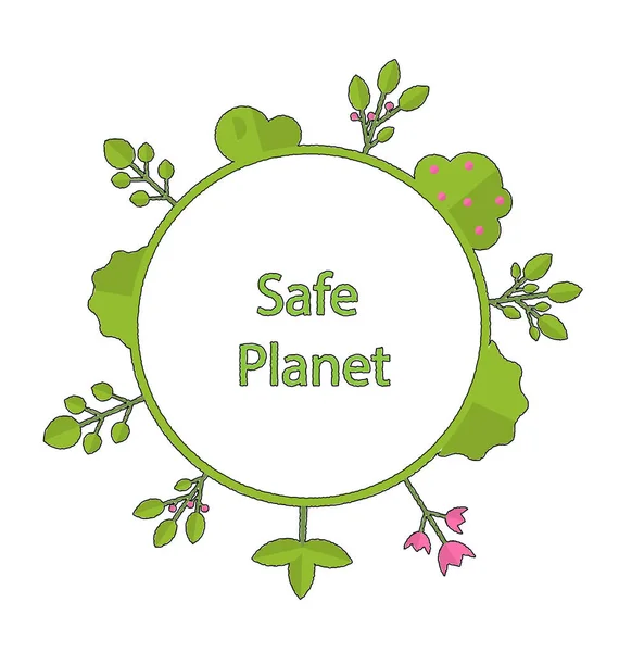 Frame form circle green earth plant flower cry safe planet — Stock Photo, Image