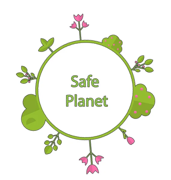 Frame form circle green earth plant flower cry safe planet — Stock Photo, Image