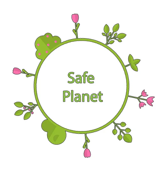 Rahmen Form Kreis grüne Erde Pflanze Blume weinen sicheren Planeten — Stockfoto