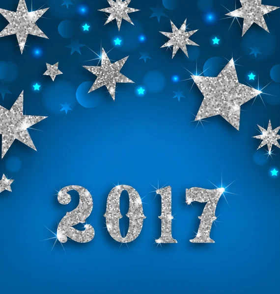 Star Silver Background for Happy New Year 2017 — стоковое фото