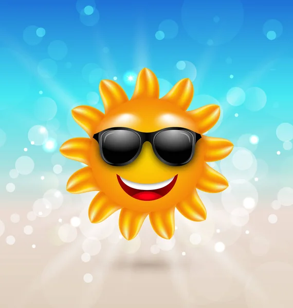 Abstract Hello Summer Background with Cheerful Summer Sun in Sunglasses — Stock Photo, Image