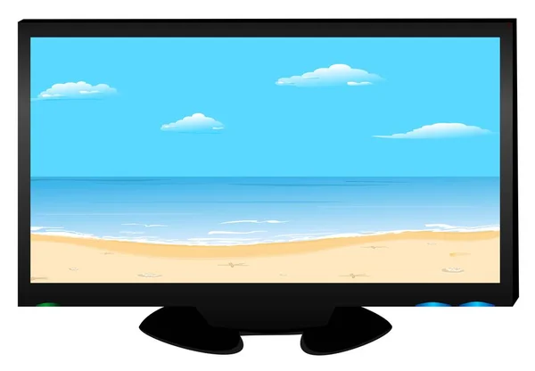 Plasma de TV a imagem de praia — Fotografia de Stock