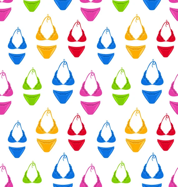 Bezešvé vzor barevné ženské plavky — Stock fotografie