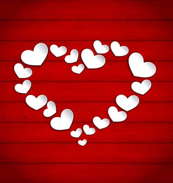 Деревянный фон с рамкой из бумаги сердца для Валентина — стоковое фото