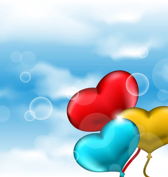 Coleção de corações brilhantes balões para Dia dos Namorados no azul — Fotografia de Stock