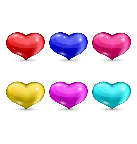 Conjunto de corazones coloridos aislados sobre fondo blanco —  Fotos de Stock