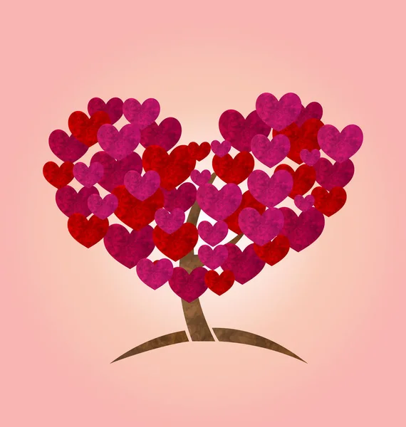 Concept of tree with heart leaves for Valentines Day — Stock Photo, Image