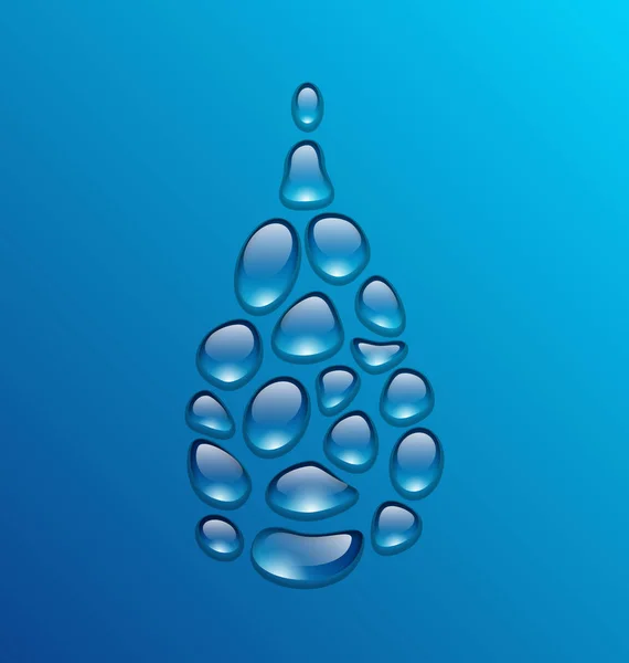 Kropli wody z kropli na niebieskim tle — Zdjęcie stockowe