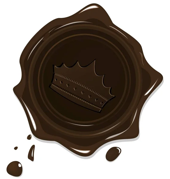 Abbildung von Wachs Grunge Braungrußsiegel mit Krone — Stockfoto