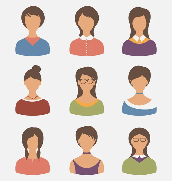 Definir caracteres femininos isolados no fundo branco — Fotografia de Stock