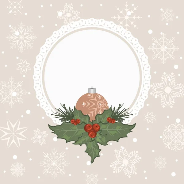 Weihnachtskarte mit Ast und Kugel — Stockfoto