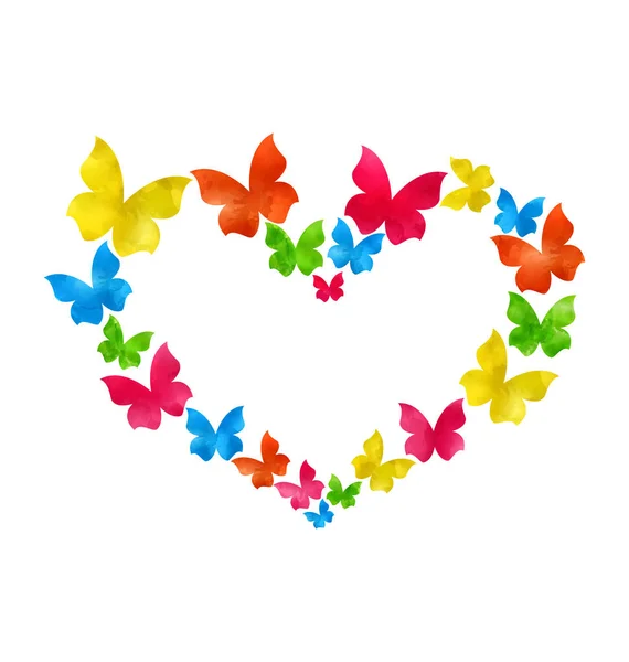 Abstract hand-drawn watercolor butterflies for Valentines Day, c — Stock Photo, Image