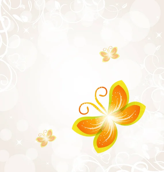 Abstraktní motýl na dekorativní pozadí — Stock fotografie