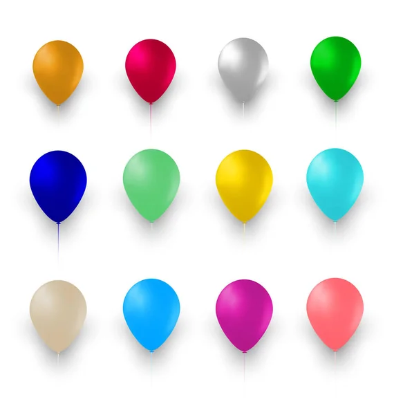Set di palloncini colorati isolati su sfondo bianco — Foto Stock