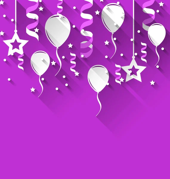 Födelsedag bakgrund med konfetti, ballonger och stjärnor — Stockfoto