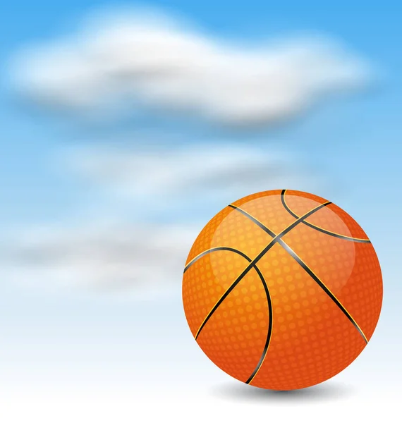 Bulutlu gökyüzü arka plan üzerinde basketbol topu — Stok fotoğraf