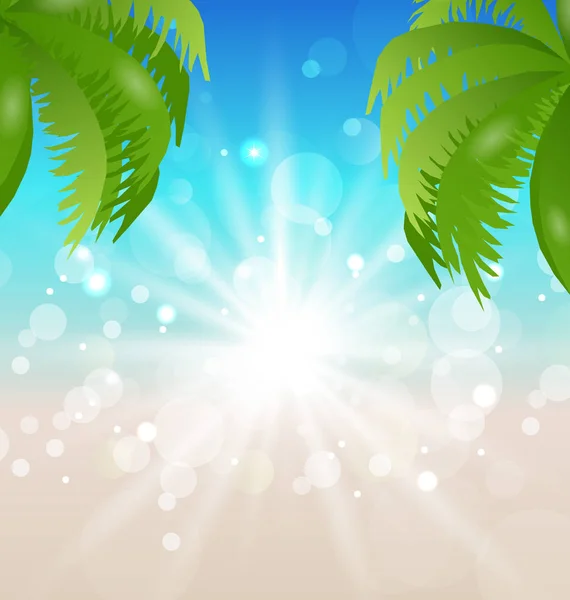 Güneş ışığı ve hurma ile yaz tatili arka plan — Stok fotoğraf