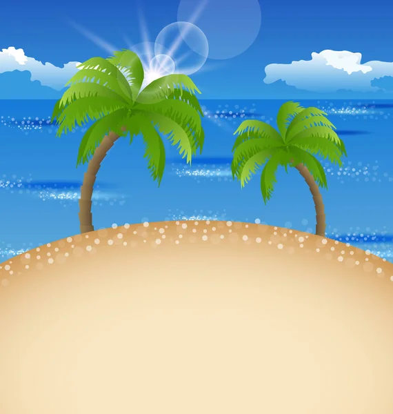 Sommerurlaub Hintergrund mit Strand, Palme, Himmel — Stockfoto