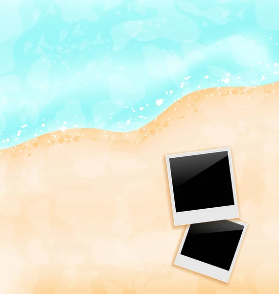Strand Hintergrund mit eingestellten Fotorahmen — Stockfoto